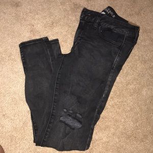American eagle dark gray distressed jeggings